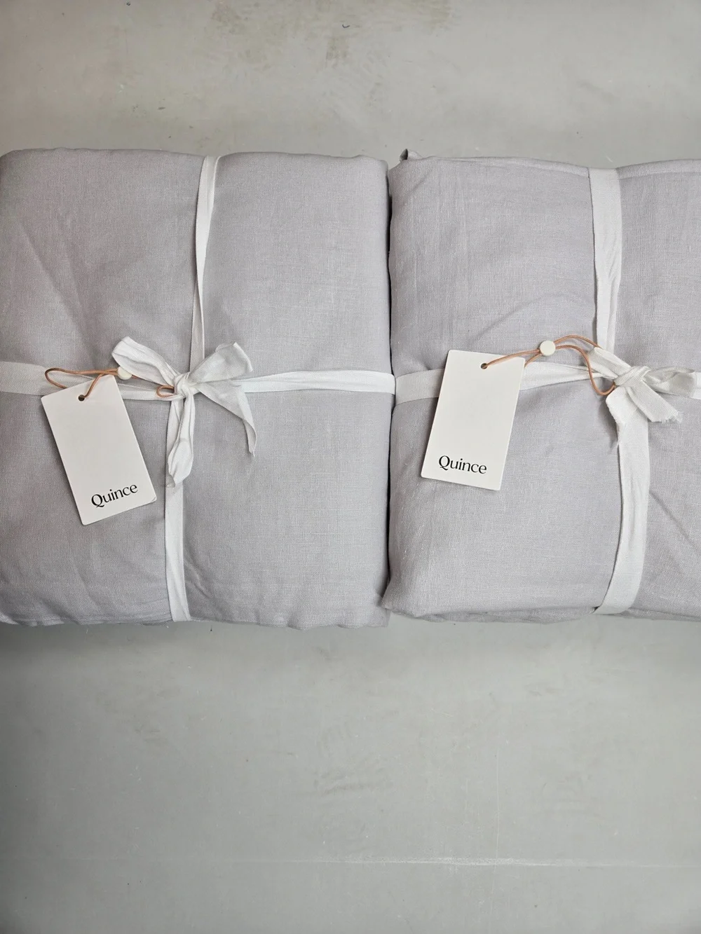 NWT QUINCE Set Of 2 48x96 European Linen True Blackout Curtains Cloud 9275